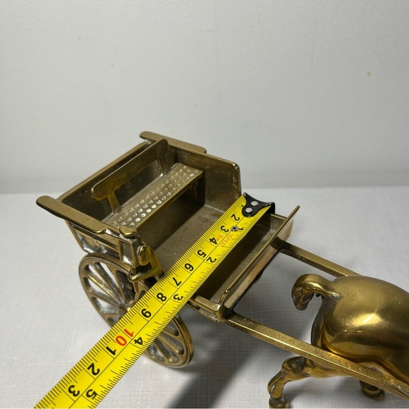 Vintage Decorative Solid Brass Horse & Cart - Working Wheels Figurine Antique - Picture 7 of 9